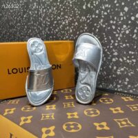 Louis Vuitton LV Women Magnetic Flat Mule Silver Lambskin Leather Outsole (5)