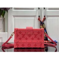 Louis Vuitton LV Women Petite Malle Handbag Fluo Pink Tufted Grained Calfskin Leather (6)