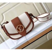 Louis Vuitton LV Women Pont 9 Soft MM Handbag Caramel Brown Canvas Cowhide (5)