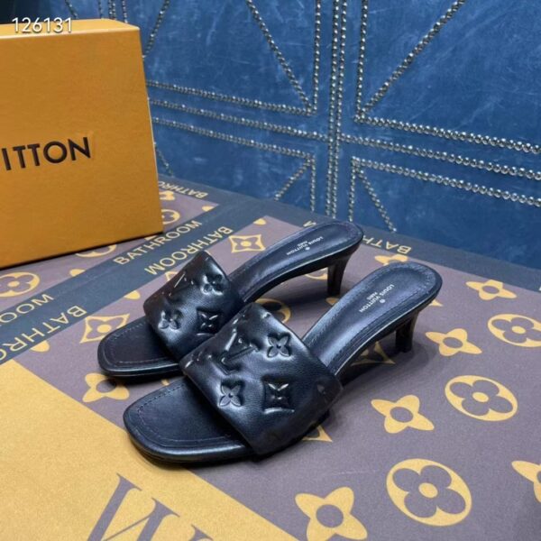 Louis Vuitton LV Women Revival Mule Black Monogram Embossed Lambskin 5.5 cm Heel (3)