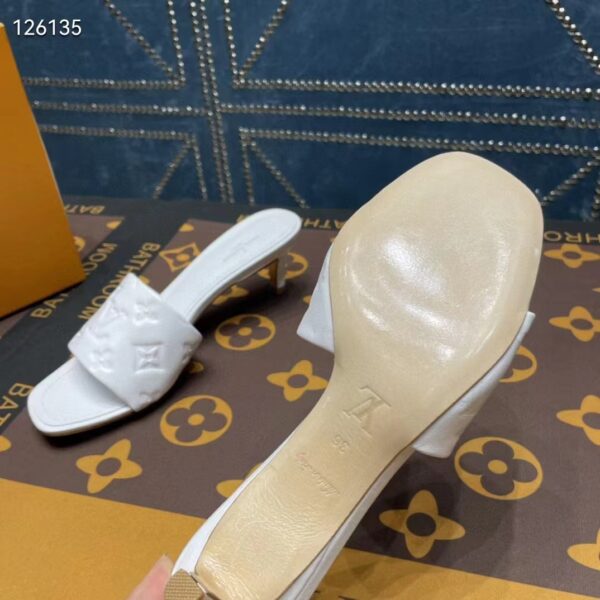 Louis Vuitton LV Women Revival Mule White Monogram Embossed Lambskin 5.5 cm Heel (4)