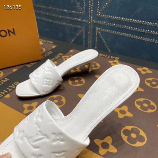 Louis Vuitton LV Women Revival Mule White Monogram Embossed Lambskin 5.5 cm Heel (6)