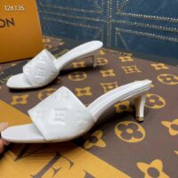 Louis Vuitton LV Women Revival Mule White Monogram Embossed Lambskin 5.5 cm Heel (5)