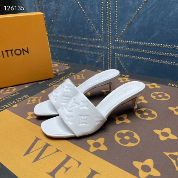 Louis Vuitton LV Women Revival Mule White Monogram Embossed Lambskin 5.5 cm Heel (9)