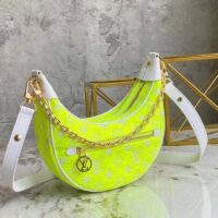 Louis Vuitton Women Loop Half-Moon Baguette Bag Yellow Monogram Jacquard Velvet (10)