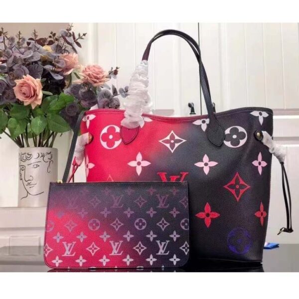 Louis Vuitton Women Neverfull MM Tote Midnight Fuchsia Monogram Coated Canvas (5)