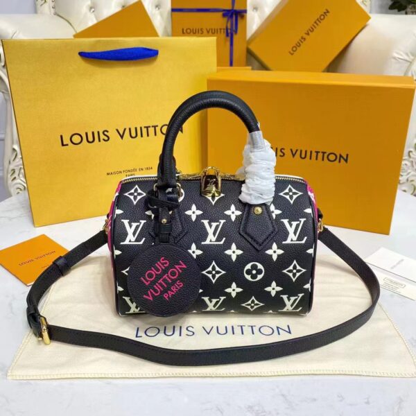 Louis Vuitton Women Speedy Bandouliere 20 Bag Black Printed Embossed Grained Cowhide (10)