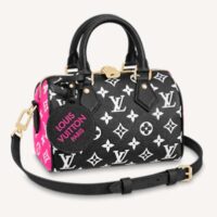 Louis Vuitton Women Speedy Bandouliere 20 Bag Black Printed Embossed Grained Cowhide (11)