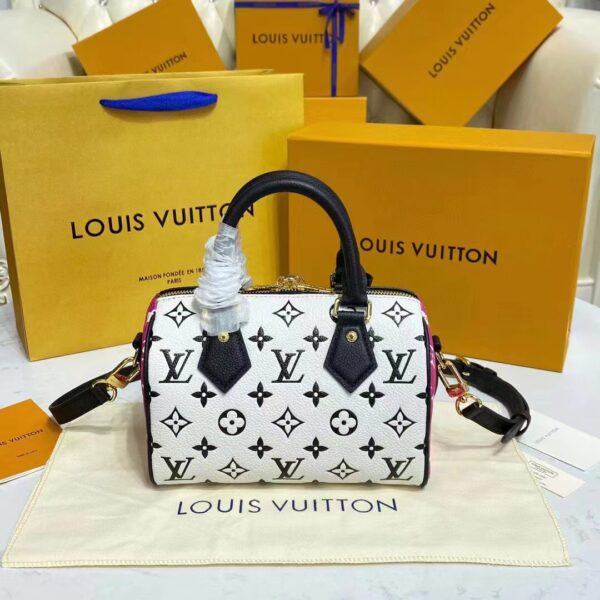 Louis Vuitton Women Speedy Bandouliere 20 Bag Black Printed Embossed Grained Cowhide (4)