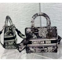 Dior Women CD Medium Lady D-Lite Bag Black Toile De Jouy Zodiac Embroidery (1)