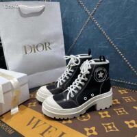 Dior Women CD Shoes D-Rise Ankle Boot Black Technical Fabric Calfskin 11 cm High (1)