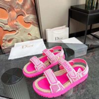 Dior Women CD Shoes DiorAct Sandal White Bright Pink Technical Mesh Rubber (6)