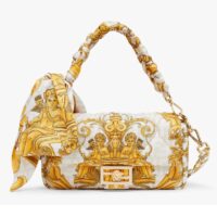 Fendi Women FF Baguette Fendace Quilted White Silk Bag (2)