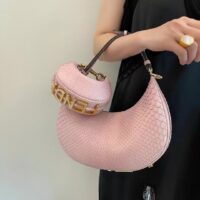 Fendi Women FF Fendigraphy Small Pale Pink Python Leather Bag (2)