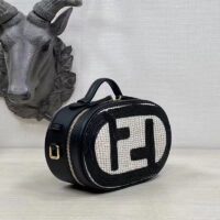 Fendi Women FF O’Lock Mini Camera Case Beige Black Straw Mini Bag (1)