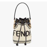 Fendi Women Mon Tresor Beige Black Straw Mini Bag (11)