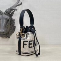 Fendi Women Mon Tresor Beige Black Straw Mini Bag (11)