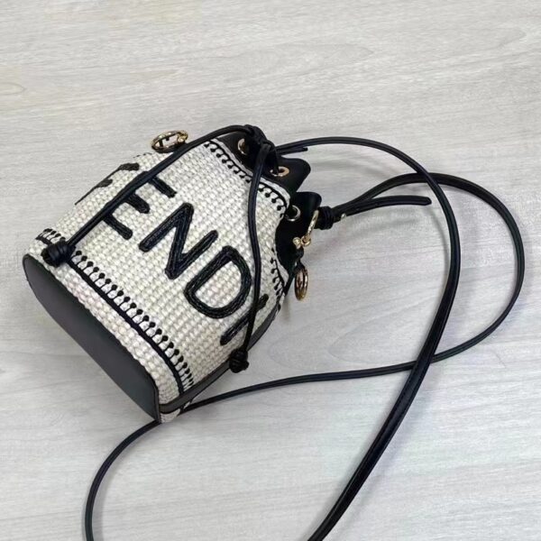 Fendi Women Mon Tresor Beige Black Straw Mini Bag (4)