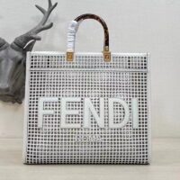 Fendi Women Sunshine Medium White Two-Toned Perforated Leather Shopper (1)