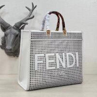 Fendi Women Sunshine Medium White Two-Toned Perforated Leather Shopper (1)