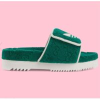 Gucci Unisex Adidas x Gucci GG Platform Sandal Green GG Cotton Sponge (2)