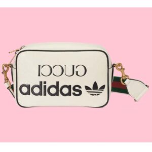 Gucci Unisex Adidas x Gucci Small Shoulder Bag White Leather Interlocking G