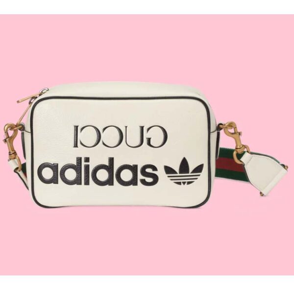 Gucci Unisex Adidas x Gucci Small Shoulder Bag White Leather Interlocking G (10)