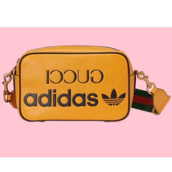 Gucci Unisex GG Adidas x Gucci Small Shoulder Bag Yellow Leather Green Red Web