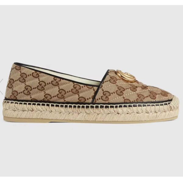 Gucci Unisex Matelassé Canvas Espadrille Beige Ebony Diagonal Matelassé Original GG Canvas (6)