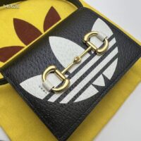 Gucci Women Adidas x Gucci Card Case Horsebit Black Off-White Leather Trefoil Print (1)