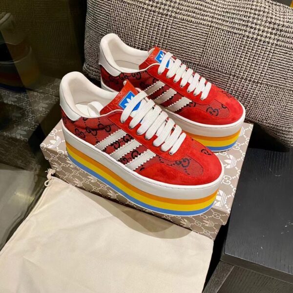 Gucci Women Adidas x Gucci GG Gazelle Sneaker Red Velvet Details Demetra (5)