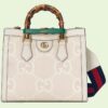 Gucci Women Diana Small Jumbo GG Tote Bag Off-White Ivory Canvas Double G