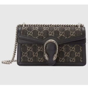 Gucci Women Dionysus Small GG Shoulder Bag Black Ivory GG Denim Jacquard