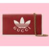Gucci Women GG Adidas x Gucci Wallet Chain Red Off-White Leather Interlocking G