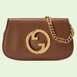 Gucci Women GG Blondie Shoulder Bag Cuir Leather Round Interlocking G