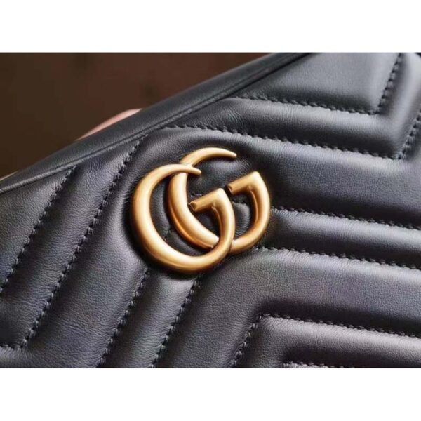 Gucci Women GG Marmont Matelassé Mini Bag Black Matelassé Chevron Leather Double G (13)