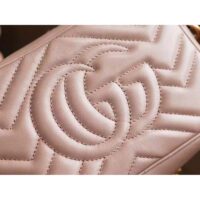 Gucci Women GG Marmont Matelassé Mini Bag Dusty Pink Matelassé Chevron Leather (16)