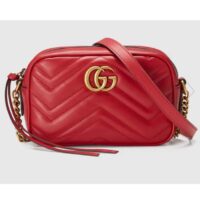 Gucci Women GG Marmont Matelassé Mini Bag Red Matelassé Chevron Leather (5)