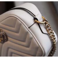 Gucci Women GG Marmont Matelassé Mini Bag White Matelassé Chevron Leather Double G (7)