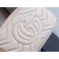 Gucci Women GG Marmont Matelassé Mini Bag White Matelassé Chevron Leather Double G (7)