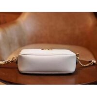 Gucci Women GG Marmont Matelassé Mini Bag White Matelassé Chevron Leather Double G (7)