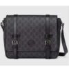 Gucci Women GG Messenger Bag Black GG Supreme Canvas Leather