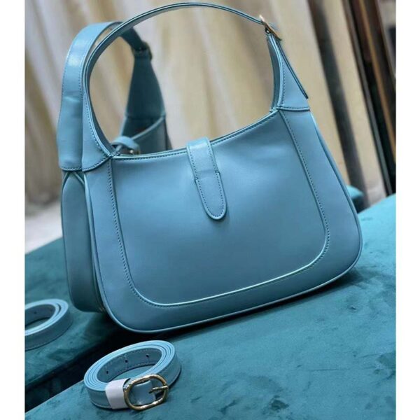 Gucci Women Jackie 1961 Small Shoulder Bag Light Blue Leather (14)