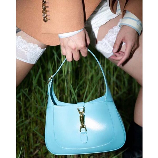 Gucci Women Jackie 1961 Small Shoulder Bag Light Blue Leather (16)