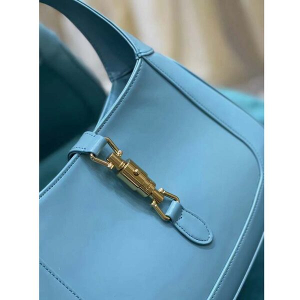 Gucci Women Jackie 1961 Small Shoulder Bag Light Blue Leather (18)