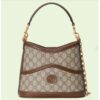 Gucci Women Large Shoulder Bag Interlocking G Beige Ebony GG Supreme Canvas