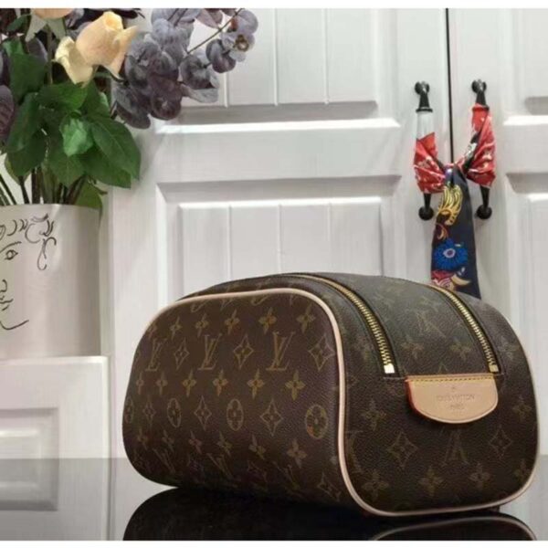 Louis Vuitton LV Unisex Dopp Kit Toilet Pouch Brown Monogram Coated Canvas (1)