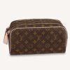 Louis Vuitton LV Unisex Dopp Kit Toilet Pouch Brown Monogram Coated Canvas