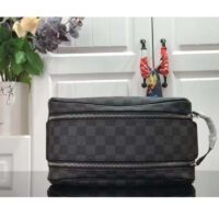 Louis Vuitton LV Unisex Dopp Kit Toilet Pouch Grey Damier Graphite Canvas (8)