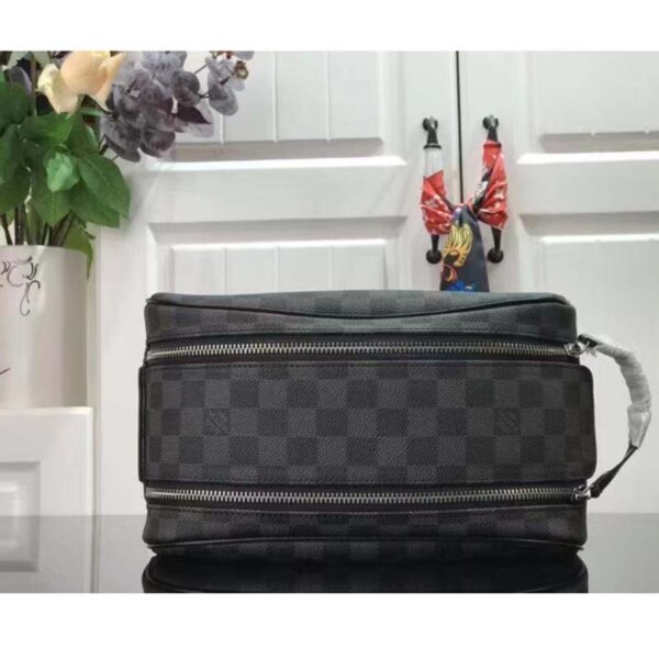 Louis Vuitton LV Unisex Dopp Kit Toilet Pouch Grey Damier Graphite Canvas (2)